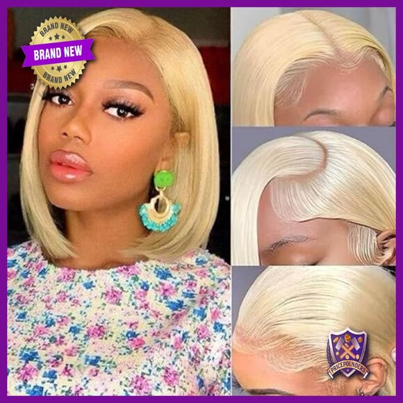 13x4 HD Transparent Lace Front Wig Human Hair Pre Plucked 12 Inch Straight main image 6